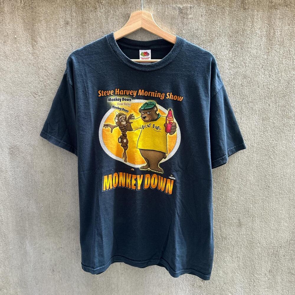 Fruit of the Loom Tee Shirt Vintage 90s Steve Harvey Morning Show Monkey Down XL